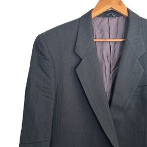 Park Royal 2 Button Blazer Sport Coat 44L Gray Wool Stretch Jacket Suit Men's